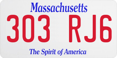 MA license plate 303RJ6
