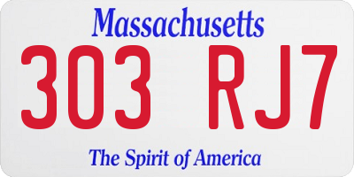 MA license plate 303RJ7