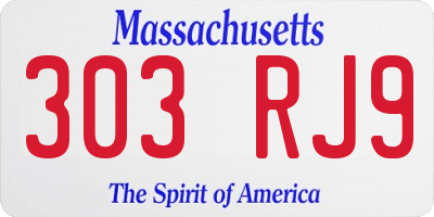 MA license plate 303RJ9