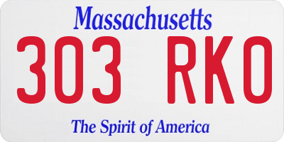 MA license plate 303RK0
