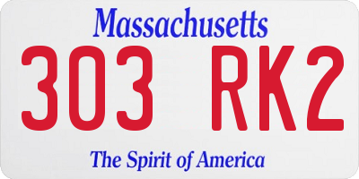 MA license plate 303RK2