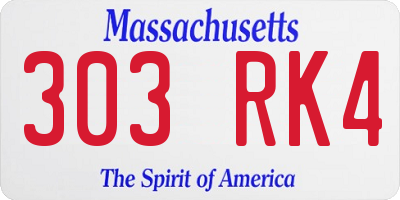 MA license plate 303RK4