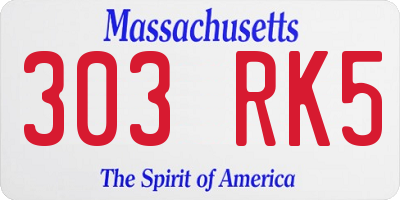 MA license plate 303RK5