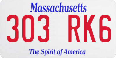 MA license plate 303RK6