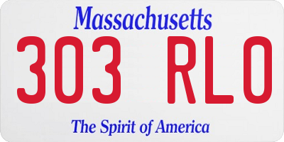MA license plate 303RL0