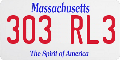 MA license plate 303RL3