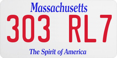 MA license plate 303RL7