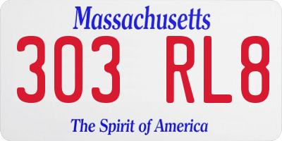 MA license plate 303RL8