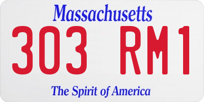 MA license plate 303RM1