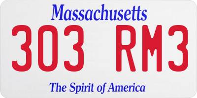 MA license plate 303RM3