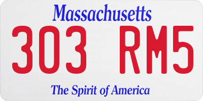 MA license plate 303RM5