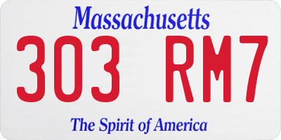 MA license plate 303RM7