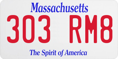 MA license plate 303RM8