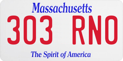 MA license plate 303RN0