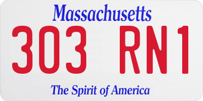 MA license plate 303RN1