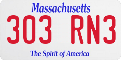 MA license plate 303RN3