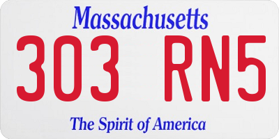 MA license plate 303RN5