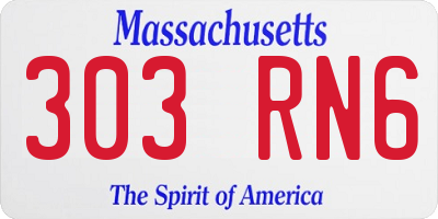 MA license plate 303RN6