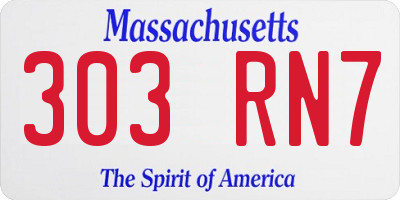 MA license plate 303RN7