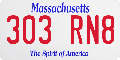 MA license plate 303RN8