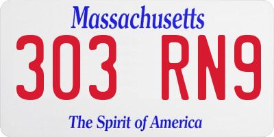 MA license plate 303RN9