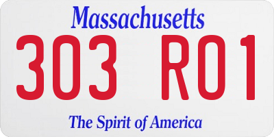 MA license plate 303RO1