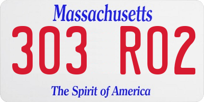 MA license plate 303RO2