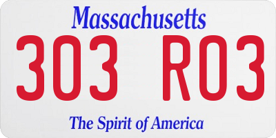 MA license plate 303RO3