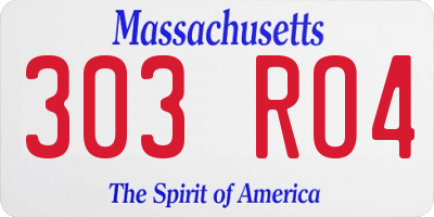 MA license plate 303RO4