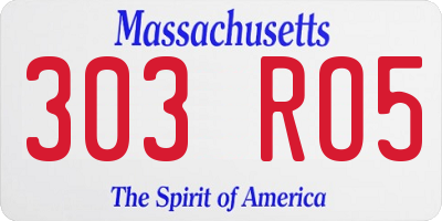 MA license plate 303RO5