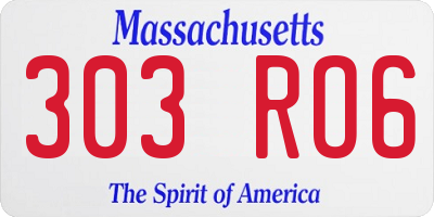 MA license plate 303RO6