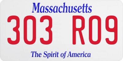 MA license plate 303RO9