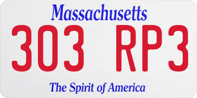 MA license plate 303RP3