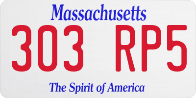 MA license plate 303RP5