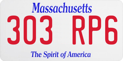MA license plate 303RP6