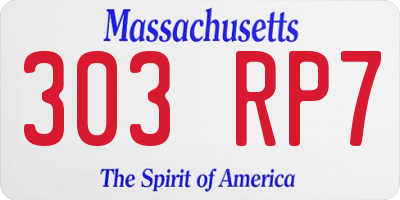 MA license plate 303RP7