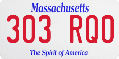 MA license plate 303RQ0
