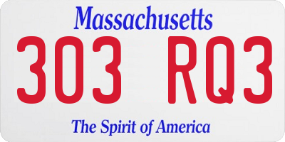 MA license plate 303RQ3