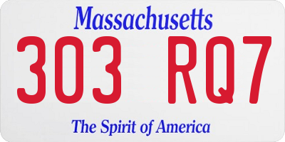 MA license plate 303RQ7