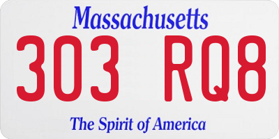 MA license plate 303RQ8