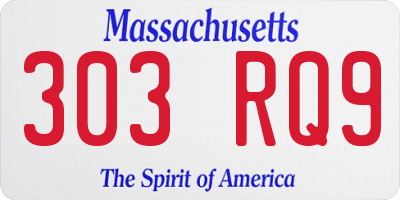 MA license plate 303RQ9