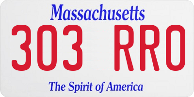 MA license plate 303RR0
