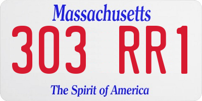 MA license plate 303RR1
