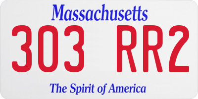 MA license plate 303RR2