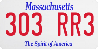 MA license plate 303RR3