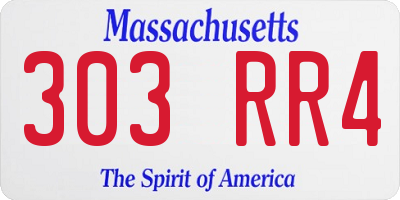 MA license plate 303RR4