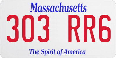 MA license plate 303RR6