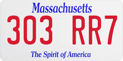 MA license plate 303RR7