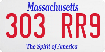 MA license plate 303RR9