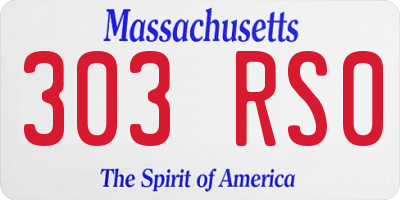 MA license plate 303RS0